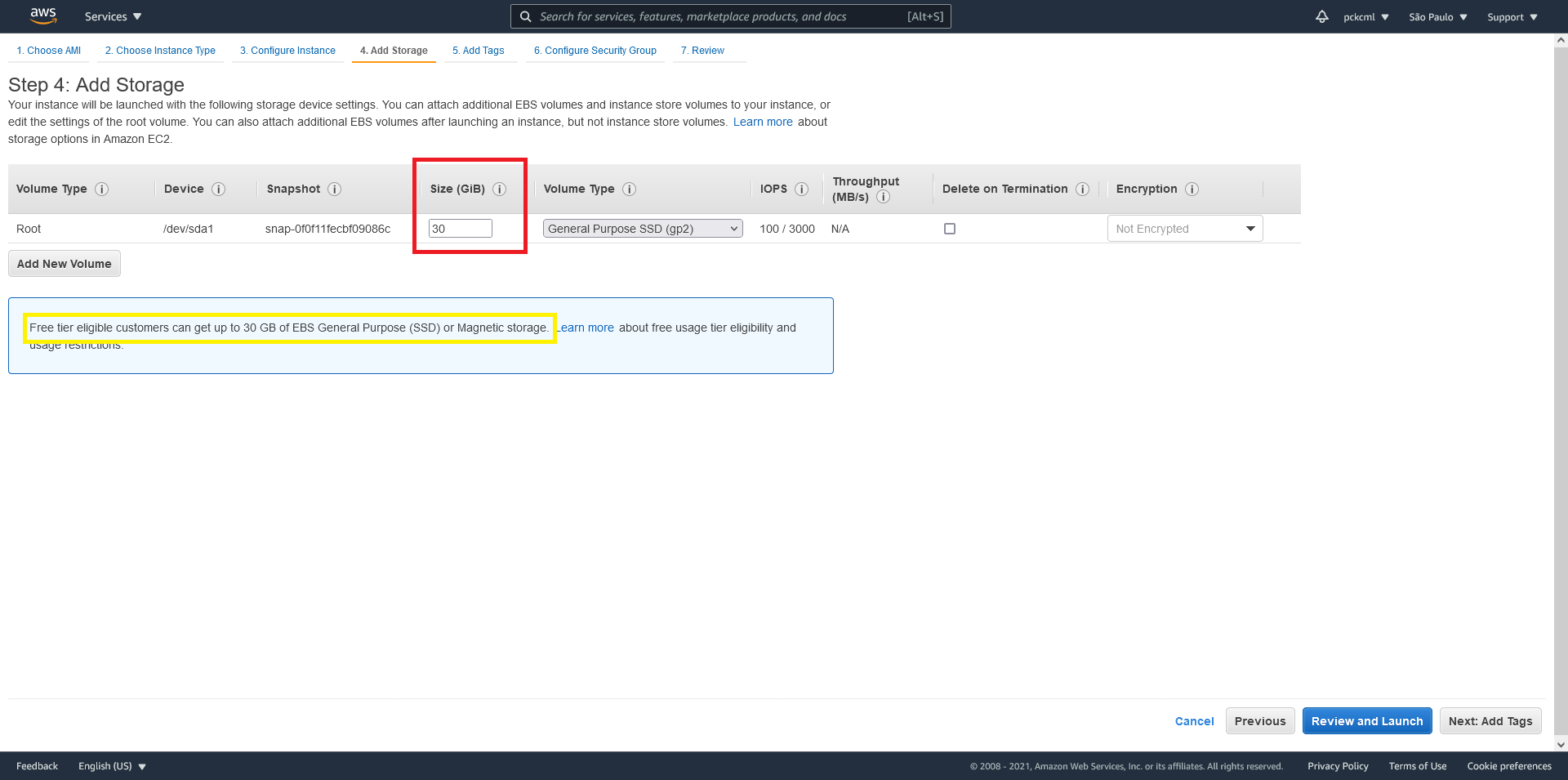 Creating an EC2 instance on AWS, step 4