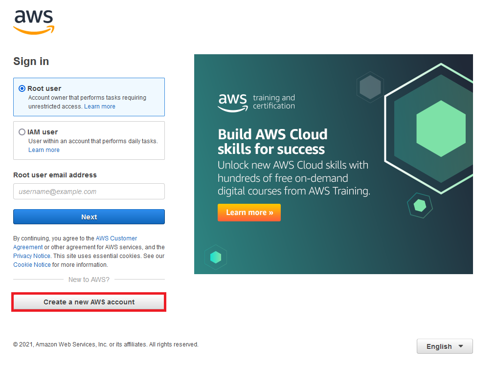 AWS Console login page