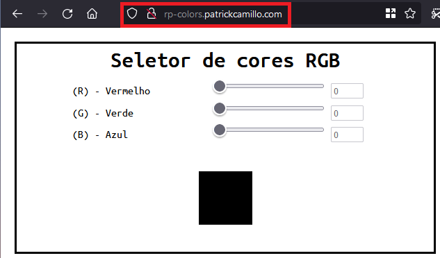 Resultado final: Proxy reverso funcionando para a página &ldquo;colors&rdquo;